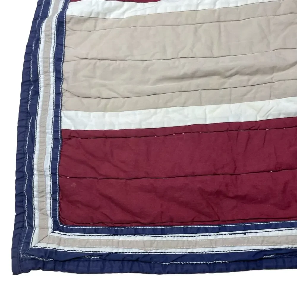 Pottery Barn Kids Quilted Boys Club Red & Tan Pillow Sham - Standard - Back Ties